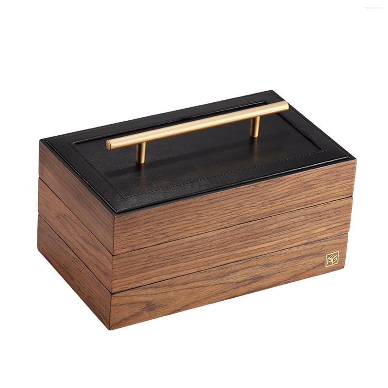 

Jewelry Pouches Wood Box Organizer With Drawer 3 Layers Vintage Appearance Beautiful
