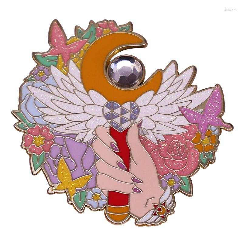 

Brooches Cute Sailor-Moon Magical Girl Wand Brooch Glitter Magic Enamel Pin