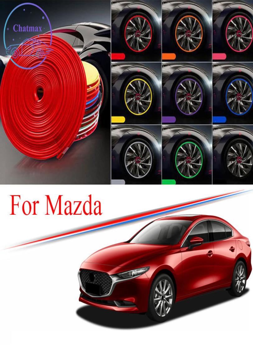 

8M MultiColors Car Wheel Hub Rim Trim for Mazda 2 3 5 6 CX3 MX5 RX7 CX30 RX8 Edge Protector Ring Tire Strip Guard Rubber Sti9372767, Color