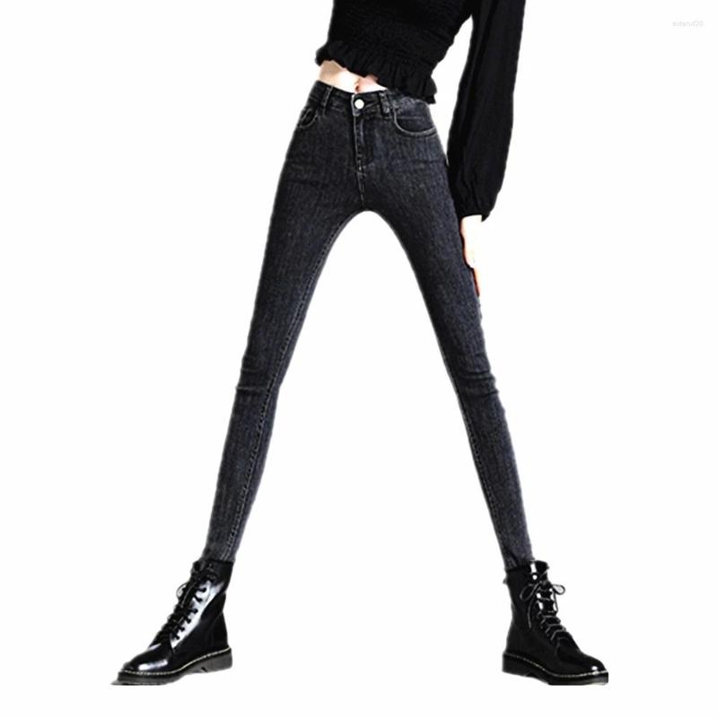

Women's Jeans Woman Denim Trousers Skinny High Waist Slim 2022 Cotton Autumn Softener Small Feet Trend Elasticity Pants For, Gray