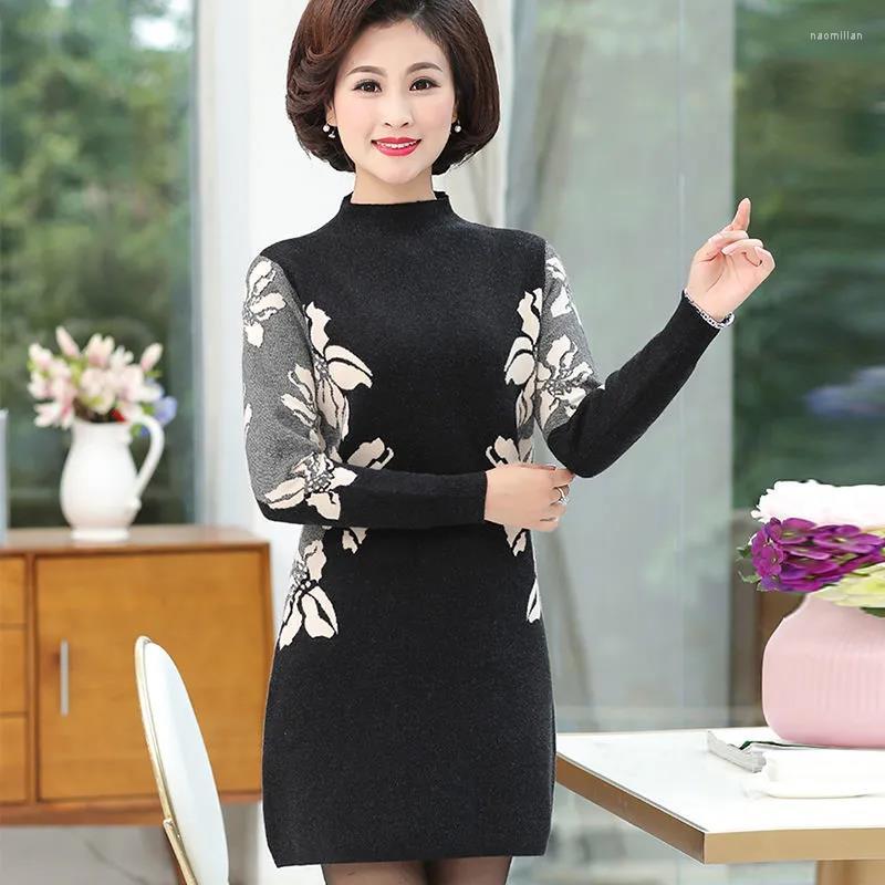 

Women's Sweaters Middle-aged Mother Sweater Women Mid-Length Bottoming Shirt Sweatshirt 2022 Winter Fashion Pullover Knitwear Dress Tops, Red