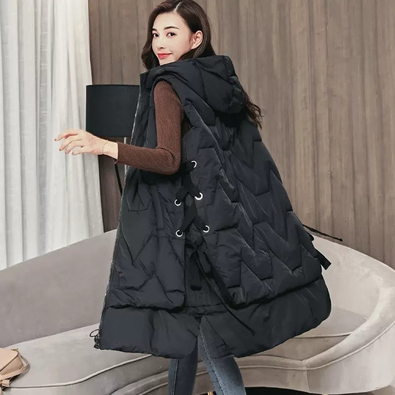 

Women's Vests Women's Down Cotton Vest Female Winter Long Hooded Padded Vest Parkas Female Coat Thicken Slim Warm Vest Outwear 221202, Picture color