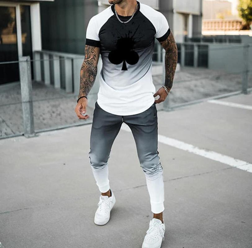 

Men' Tracksuits 2023 Luxury Sportwears Suits Short Sleeve T Shirt Long Pants Man 2 Piece Sets Men Casual Fashon Oversized Streetwears
