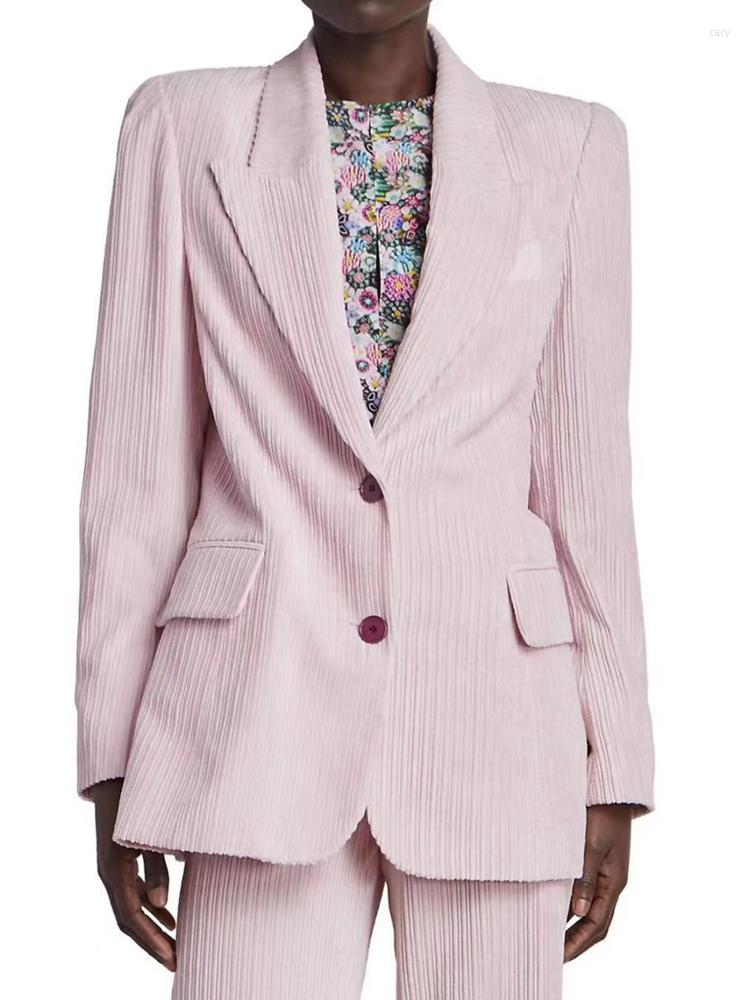 

Women's Suits 2022 Autumn And Winter Women Blazer Pink Striped Single-breasted