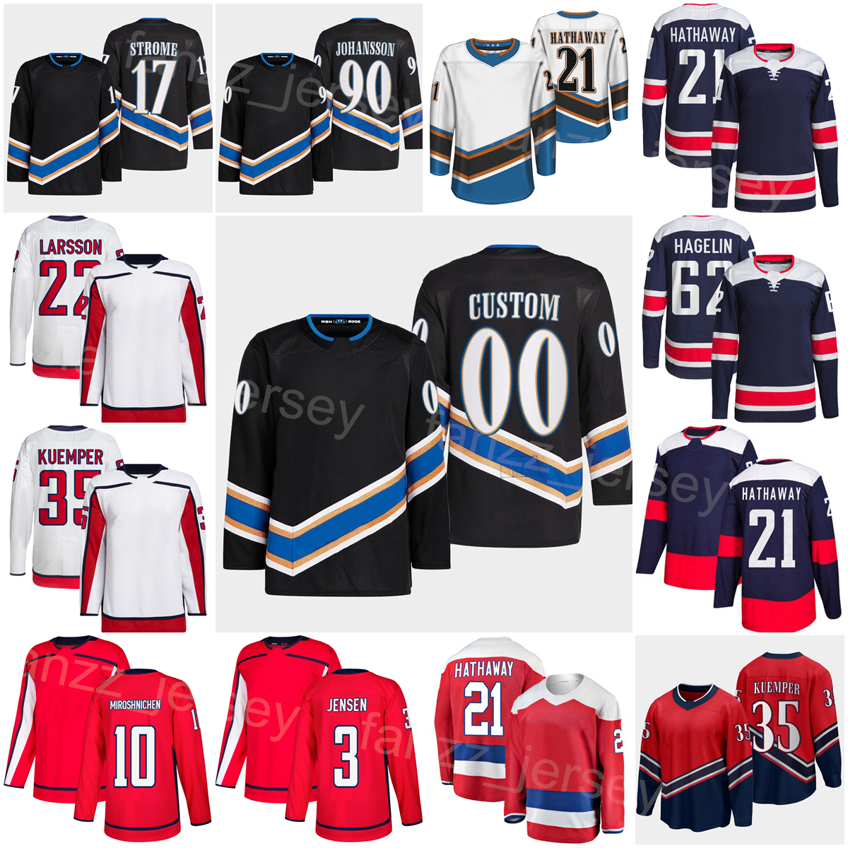 

Reverse Retro Hockey 90 Marcus Johansson Jerseys 22 Johan Larsson 17 Dylan Strome 35 Darcy Kuemper 21 Garnet Hathaway Nic Dowd Nick Jensen Carl Hagelin Men Kids Women, Black