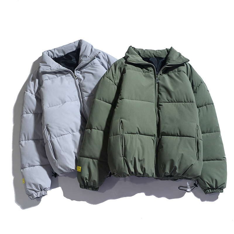 

New cotton winter thickened warm solid color Korean version student coat winter jacket men' down jacket114, Black
