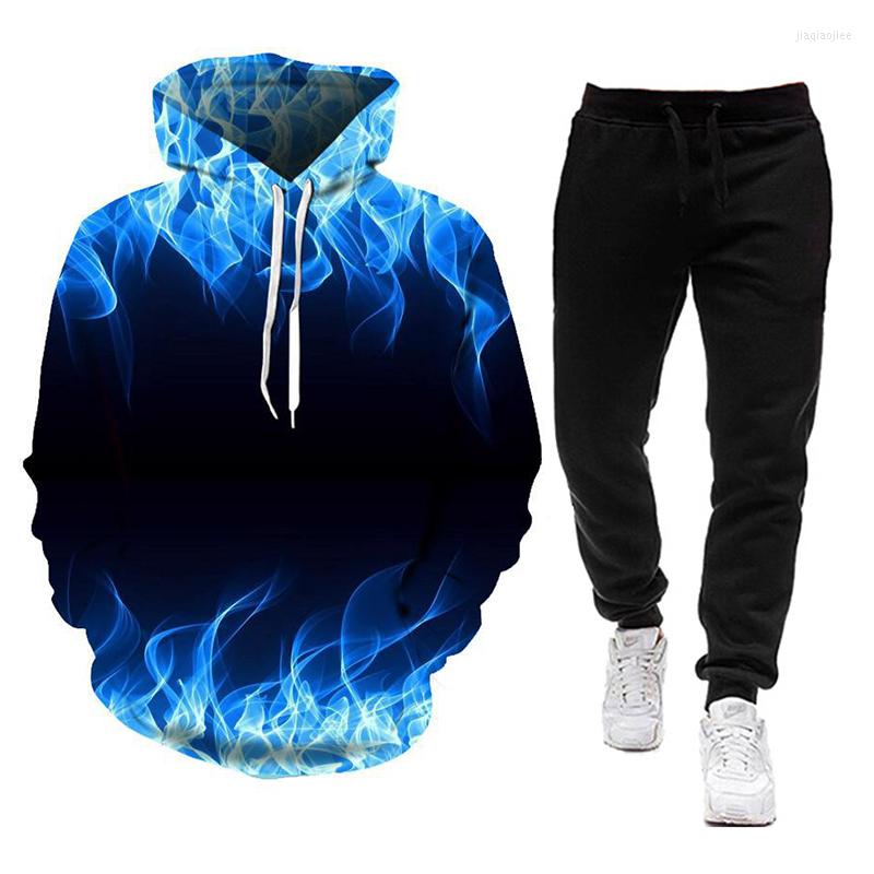 

Men' Hoodies Tracksuit Men Flame Print Hoodie 3D Fire Sweatshirt Autumn Winter Hooded Sweatpant Sportswear Hio Hop Streetwear Clothing, Yellow