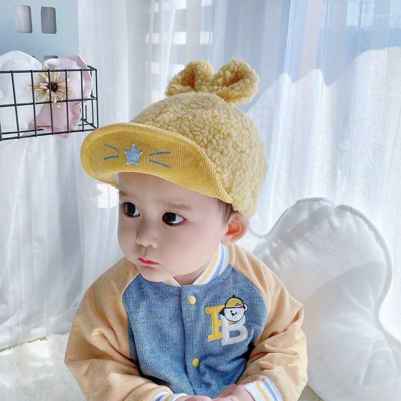 

Berets 6-24M Toddler Baby Hats Boys Girls Winter Warm Plush Peaked Cap Hat Ears Children Visors Kids Accessories 2022, Blue