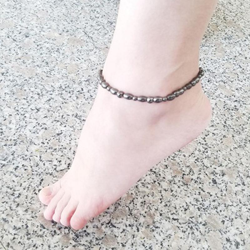 

Anklets Drop Black Magnetic Therapy Anklet Shellhard Beads Foot Chain Healthy Weight Loss Ankle Bracelet For Women Men Jewelry