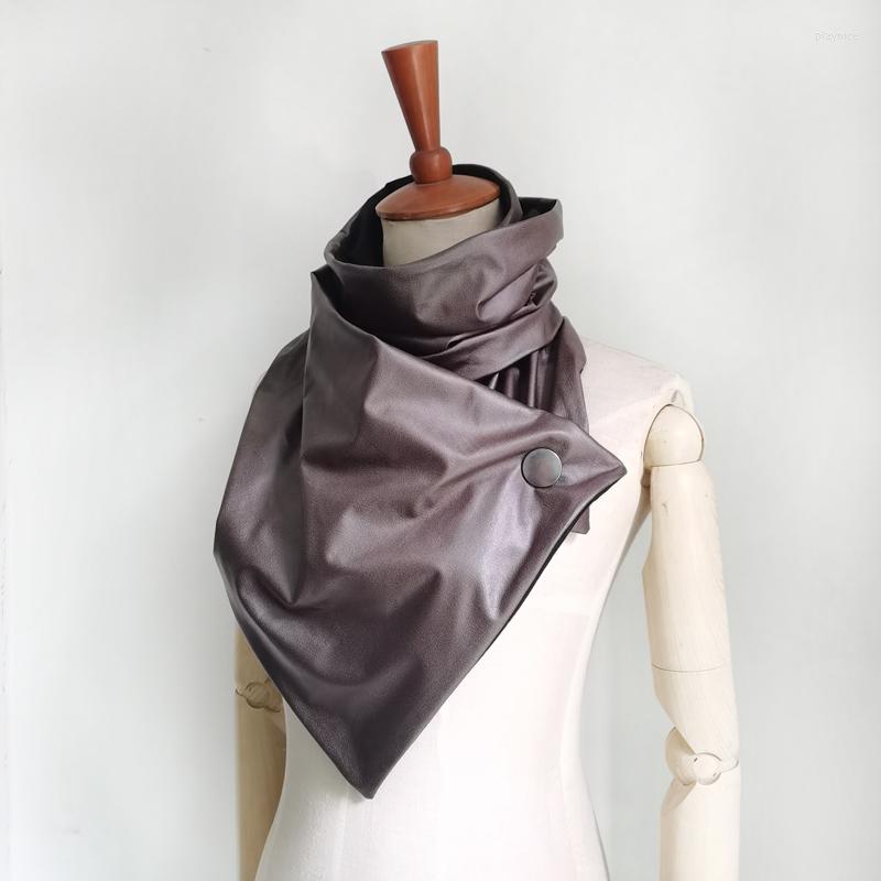 

Scarves Fashion Winter Scarf Women Men Unisex Faux Leather Button Designer With Snaps Wrap Casual Warm Party Shawls