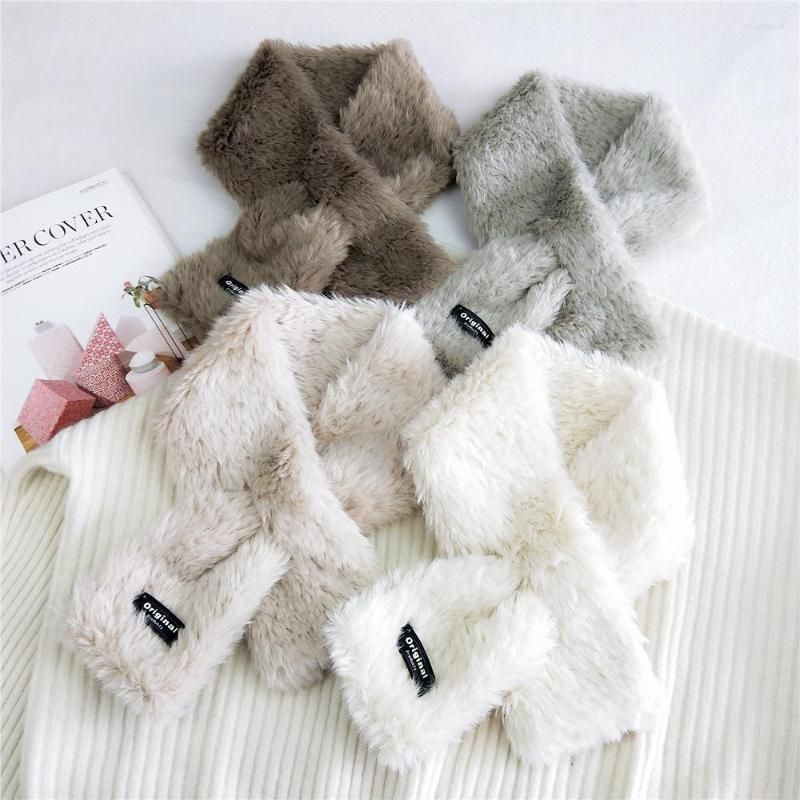 

Scarves Fashion Autumn Winter Women Cute Scarf Solid Color Imitation Fur Collar