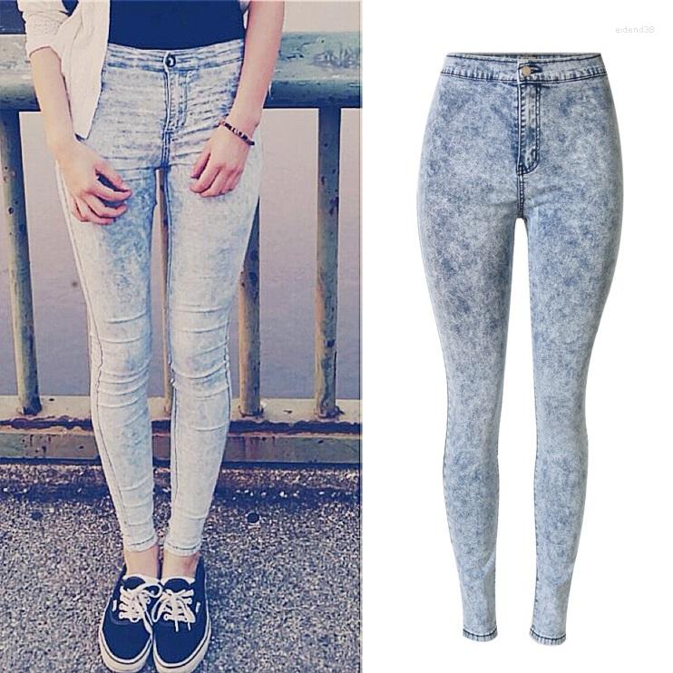 

Women's Jeans High Waist Ladies Skinny Jean Slim Femme Plus Size Easy Washing Blue, Picture shown