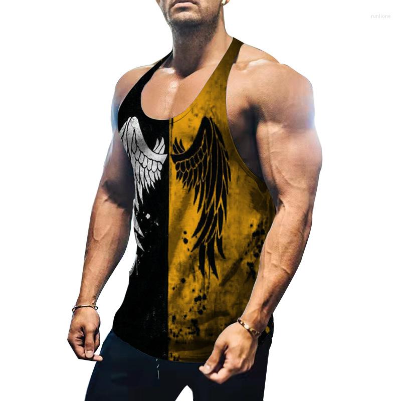 

Men's Tank Tops Men Casual T-Shirts Sleeveless Top Vest Streetwear 3D Digital Print Summer Quick Dry Muscle Crew Neck Bodybuilding, Black