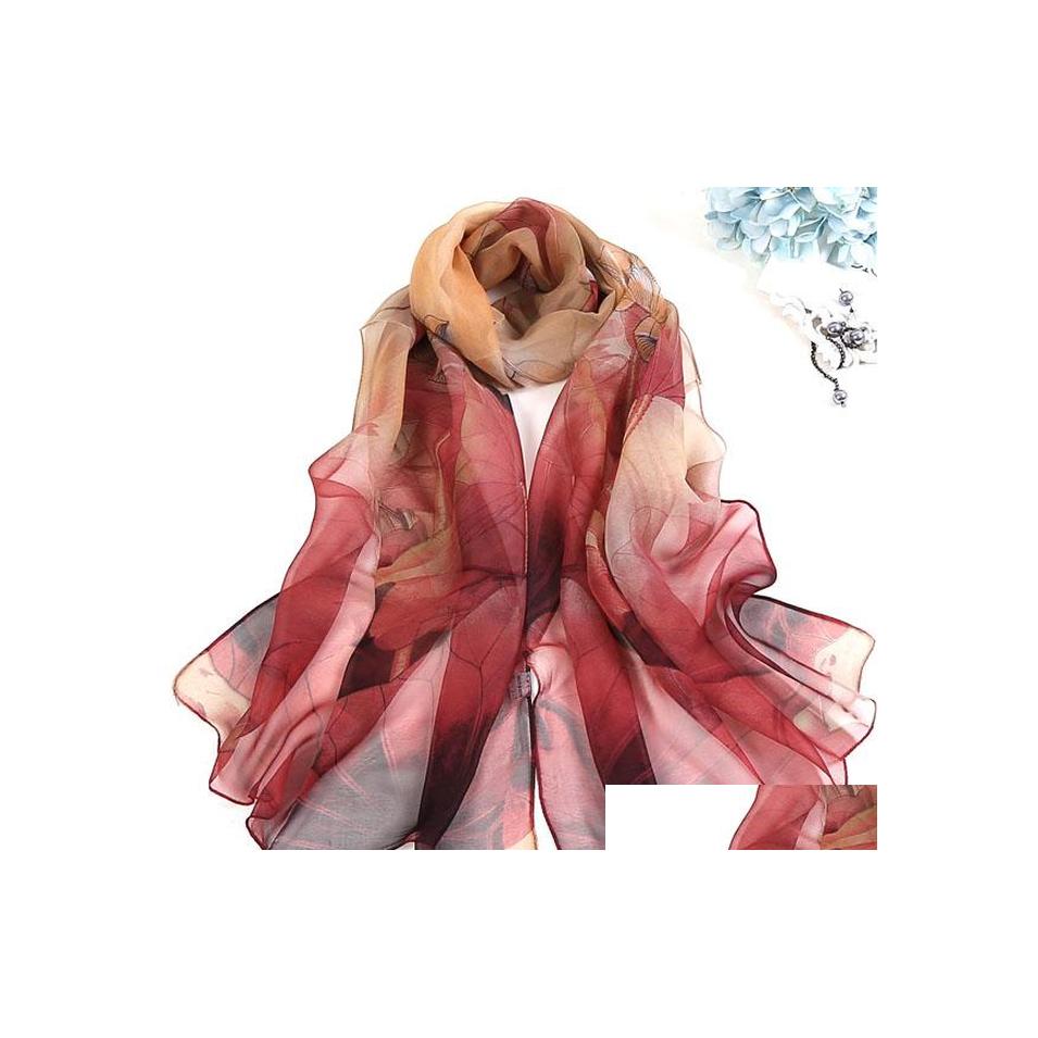 

Scarves Summer Women Slik Scarf Sunsn Colorf Shawl Wraps Florals Thin Beach Scarves Drop Delivery Fashion Accessories Hats Gloves Dhrwd