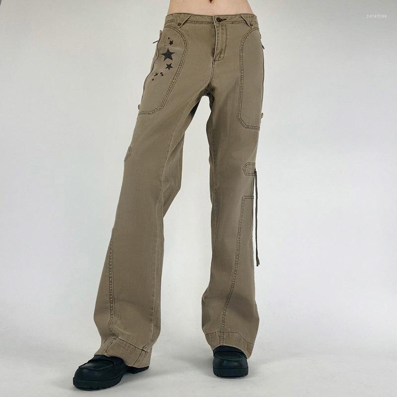 

Women' Jeans Pants Pantalones De Mujer Korean Fashion Ropa Pantalon Sweatpants Baggy Aesthetic Streetwear Flare Pant, Khaki