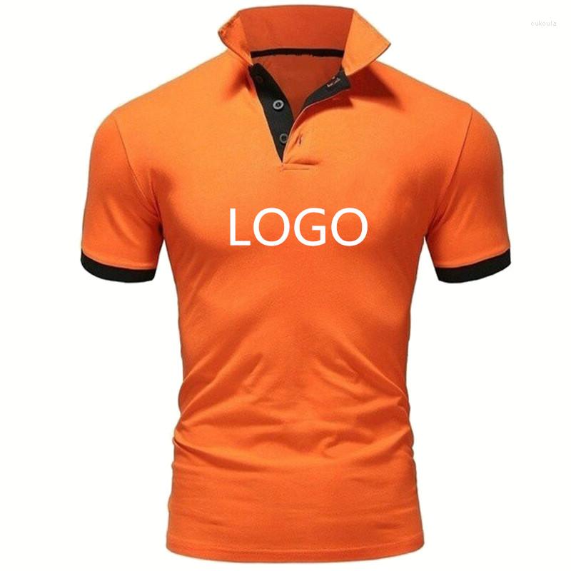 

Men's T Shirts Summer Men's Short Sleeve Any Custom Logo Printing Casual Pure Cotton High Quality Solid Color Polo Shirt, Black