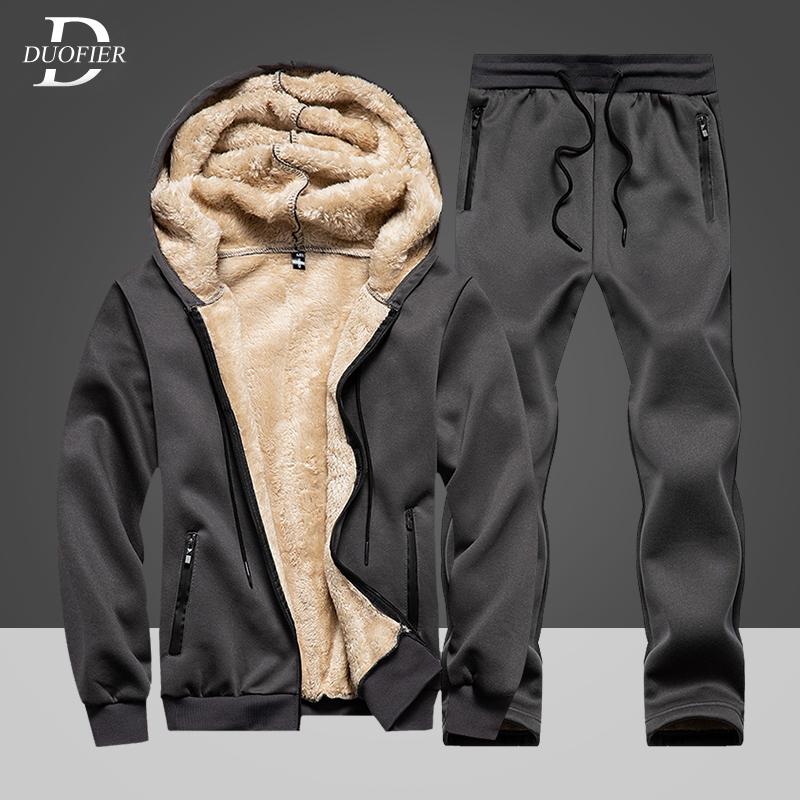 

Men' Tracksuits Men Casual Tracksuit Warm Thick Mens Sets Hooded Jacket Pants Two Pieces Set Windproof Velvet Outwear Sports Suit Clothing, Nctz55grey