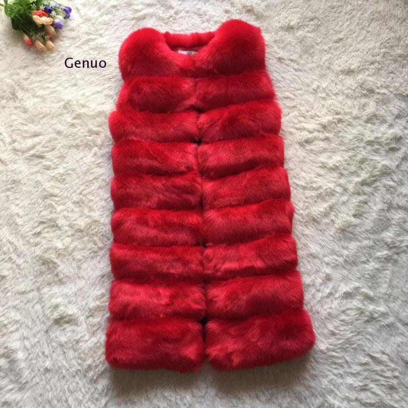 

Women's Vests Winter Faux Fur Women's Vest Coat Luxury Warm Sleeveless Women Coats 2022 Womens Chic Jacket Lady 3Xl, Red