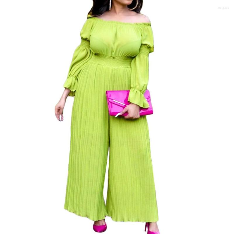

Ethnic Clothing Autumn Sexy Pleated Off-shoulder Jumpsuit African Clothes For Women Femme 2022 Christmas Fall Winter