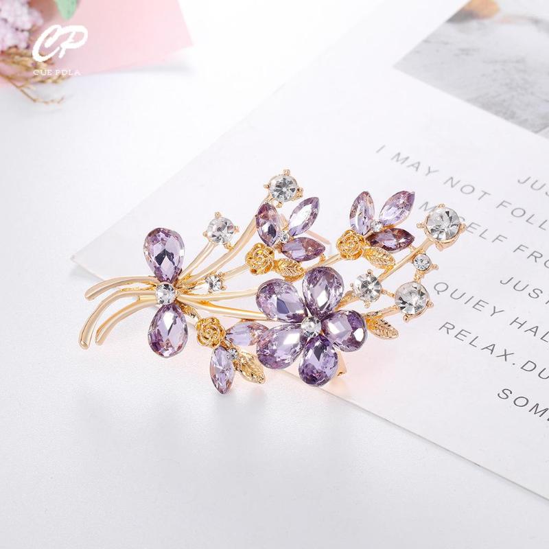 

Brooches High-end Exquisite Purple Rhinestone Flower Corsage Alloy Glass Bouquet Brooch Pin