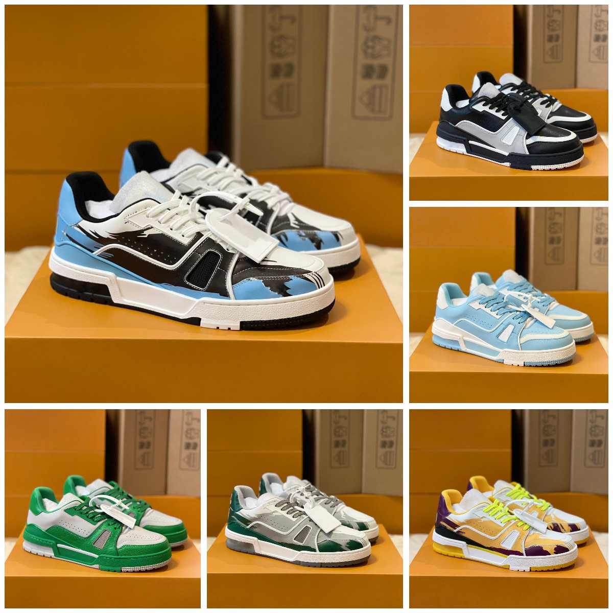 

TRAINER SNEAKER Designer Luxury Casual Shoes Autumn Winter Men Women Sneakers Printed Calfskin Leather Two-Color Rubber Outsole with box, Color 3