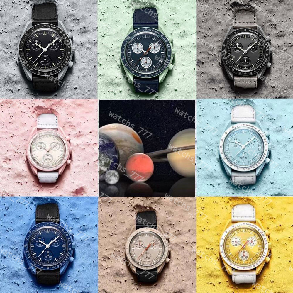 

Planet designer watch Mens watchs Full function Quarz chronometer Mission Moons Mercury Venus 42mm nylon watch Limited edition master Party gift Wristwatches, Original box