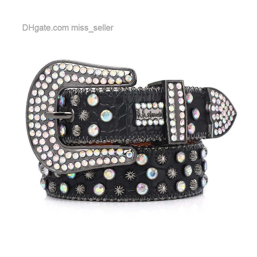

2022 Designer Belt Bb Simon Rhinestone belt for men and women pin buckle punk style personality fashion versatile pants miss seller, Multi