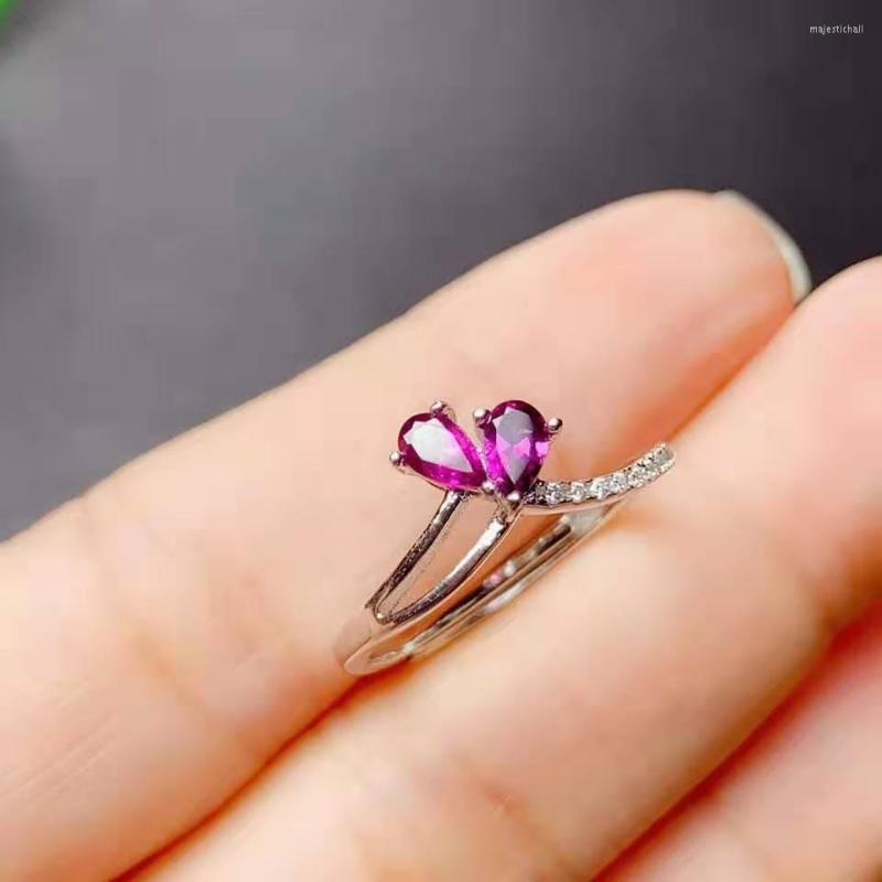 

Cluster Rings Natural Gemstone Pakistan Garnet Ring 925 Silver 3X5mm