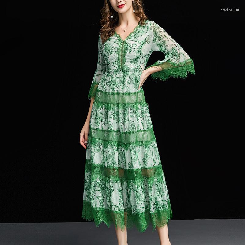 

Casual Dresses Silk Printed Dress For Women' 2022 Summer Lace Slim And