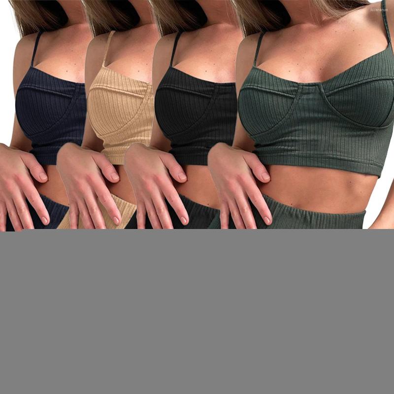 

Women' Tracksuits Summer Women Biker Shorts Two Pieces Set High Waist Sportwear Outfits Casual Spaghetti Crop Top Sleeveless Clubwear, Black