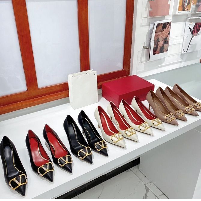 

Designer High Heel Shoes Women Brand Pumps Pointed Toe Thin Heels 6cm 8cm 10cm Black Matte Genuine Leather Women's Redding Shoes with Dust Bag 34-44