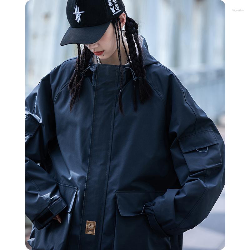

Men's Jackets Pizex Retro Outdoor Mountain Climbing Jacket Men Clothing Streetwear Hooded Waterproof Harajuku Casual High Street Coats, Black