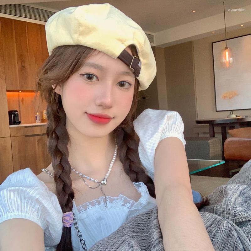 

Berets 2022 Beret Cap Women's Adjustable Spring And Autumn All-match Japanese Canvas Octagonal Hat Casual Fashion Painter Hats, Blue