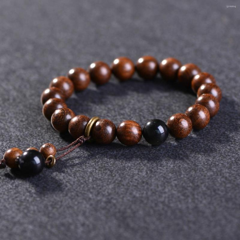 

Strand Wooden Beads Bracelet For Men Women 8mm Natural Buddha Wood Bracelets Beaded Wrist Male
