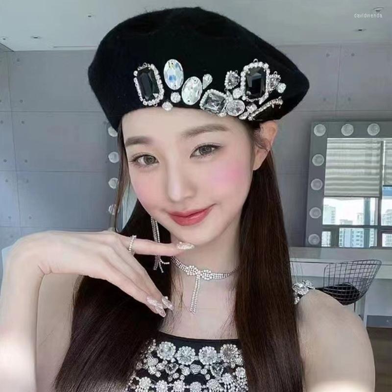 

Berets French Beret Hat Rhinestone Sboy All-Match Stylish Girl Dress Up Painter Women Slouchy, Bk