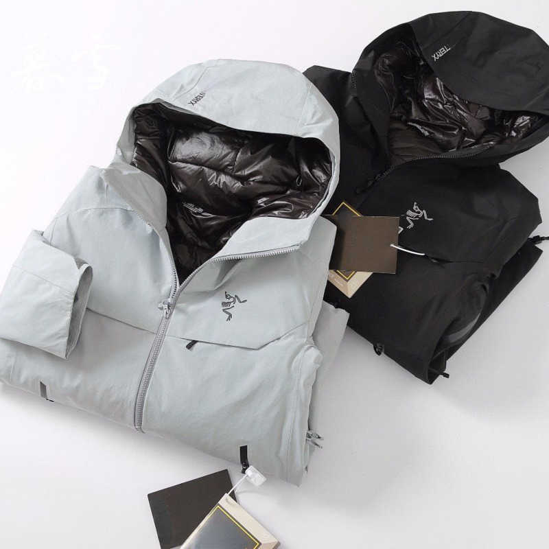 

Winter designer down jacket men women hard shell waterproof Parker coat laminated arc gray goose downs warm coats fashion hoody, White