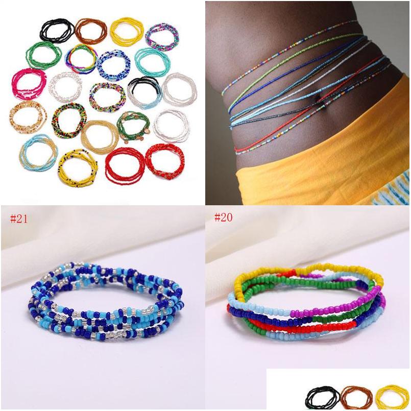 

Belly Chains Bohemian Fashion Jewelry Elastic Waist Chain Colorf Bikini Beads Belt Belly Chains Drop Delivery Body Dh3Mt