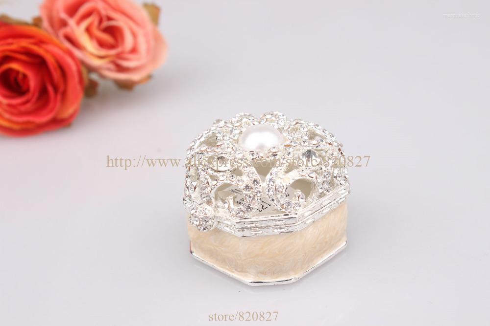 

Jewelry Pouches Metal Pewter Earring Ring Box Hinge Handmade Treasure Keepsake Boxes Casket Crown Lid Trinekt