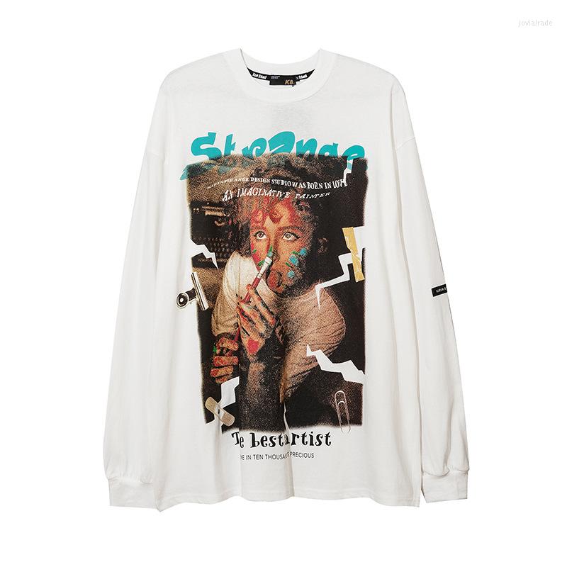 

Men's T Shirts 2022 Autumn Vintage American Retro Sweater Street Style Hip-hop Fried, Beige