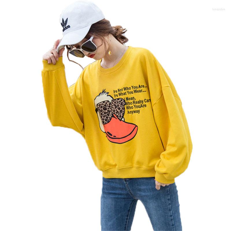 

Women's Hoodies 2022 Women's Hoodie Tracksuits Spring Autumn Cartoon Printed Thin Bat Sleeves Printing Ladies Jacket O-neck Pullover, Beige