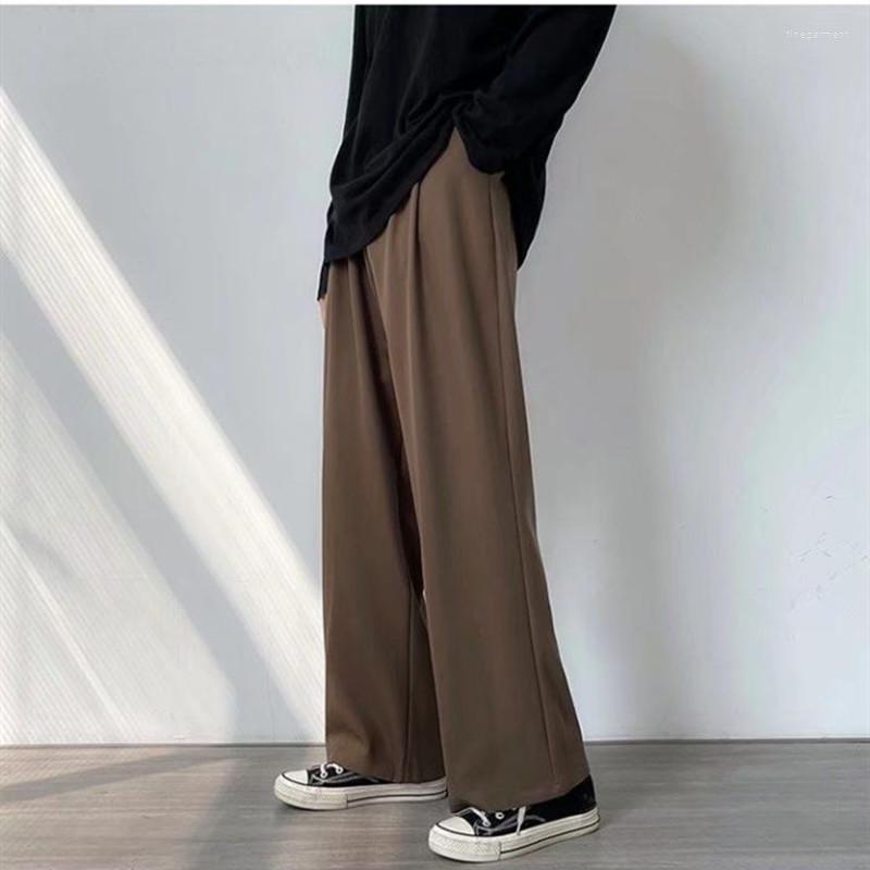 

Men' Pants Autumn Summer Casual Soft Solid Men' Cool Boys Waist Loose Suit Wide Leg Sagging All Match AllSeason, Black