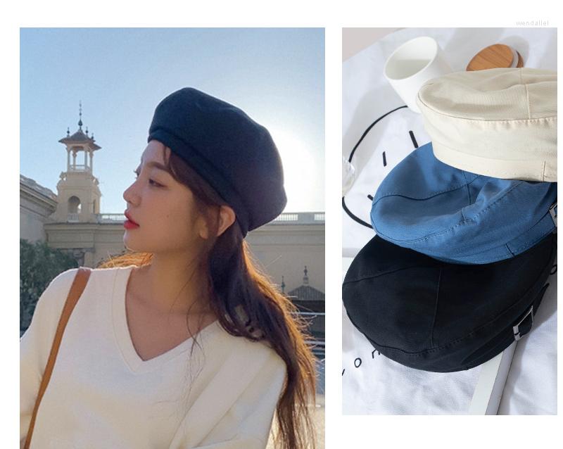 

Berets 2022 Women's Hat French Artist Beret Cap Fashion For Women Girls Soft Autumn Outdoor Painter, Black