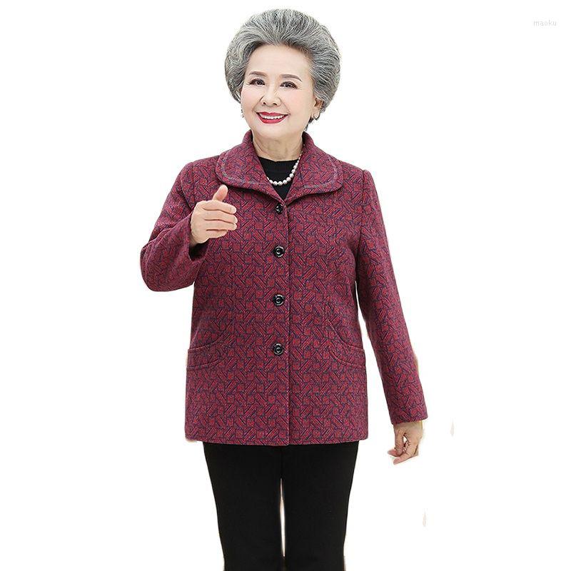 

Women's Jackets Middle-Aged Elderly Women's Jacket 2022 Spring Autumn Long Sleeve Outerwear Tops Casual Lapel Coat Grandma Clothing 5XL, Red
