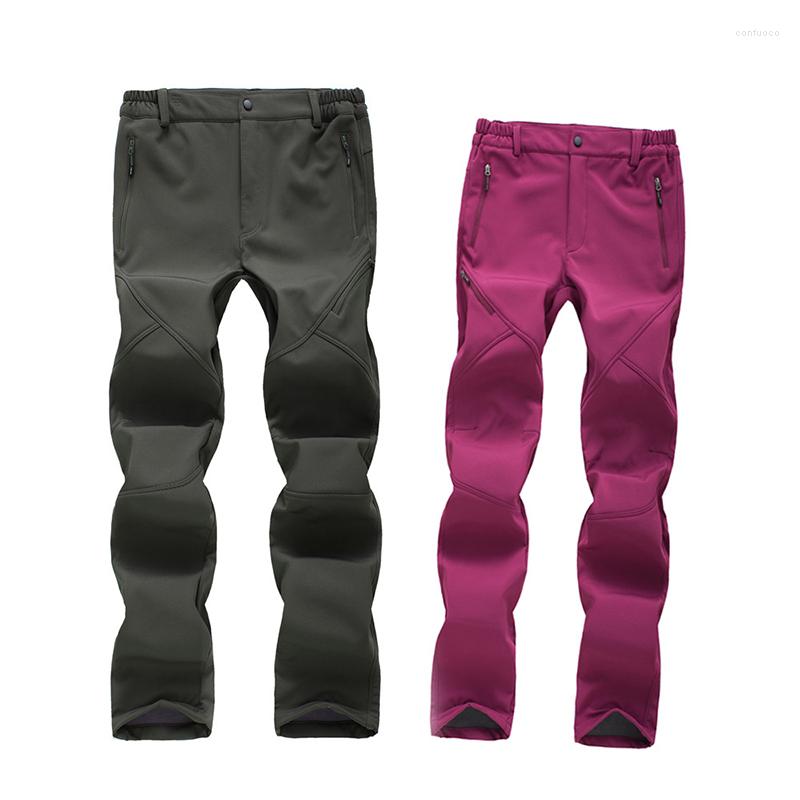 

Outdoor Pants Men Women Hiking Sports Fleece Softshell Waterproof Breathable Camping Climbing Trousers, Men gray