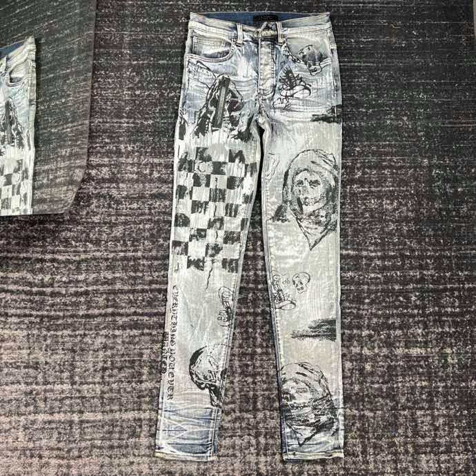 

HM607 quality Mens jeans Distressed Motorcycle biker jean Rock Skinny Slim Ripped hole stripe Fashionable snake embroidery Denim pants, Blue