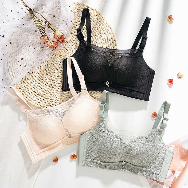 

Women's Sexy Set Bras Sets Autumn and Winter Lace Underwear Collection Secondary Breast Steel Ring No Trace Bra Set, Black