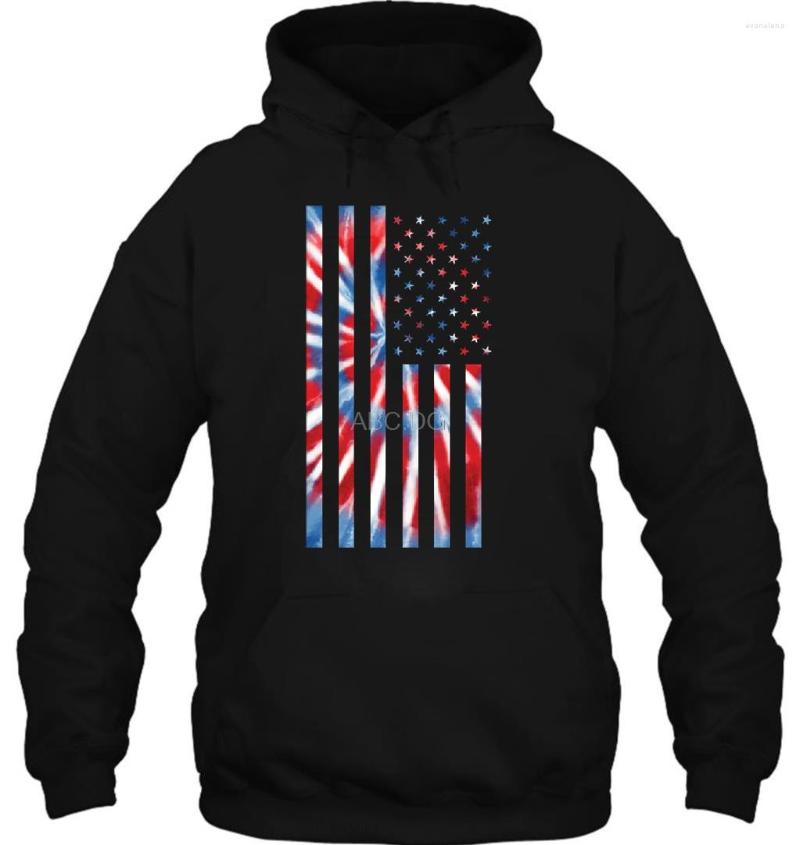 

Men's Hoodies Men Hoodie Women Sweater Tie Dye American Flag 4th Of July Stars And Stripes 1701, Men-black
