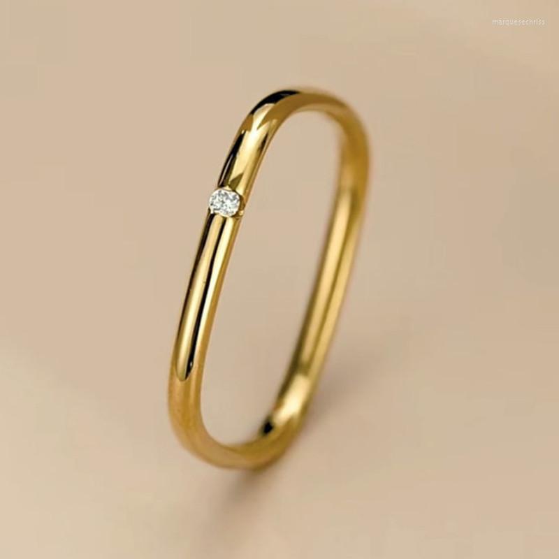 

Wedding Rings Fashion Gold Plated Stainless Steel Square For Women Finger Jewelry Minimalist Woman Crystal Ring Girl Gifts Accessories