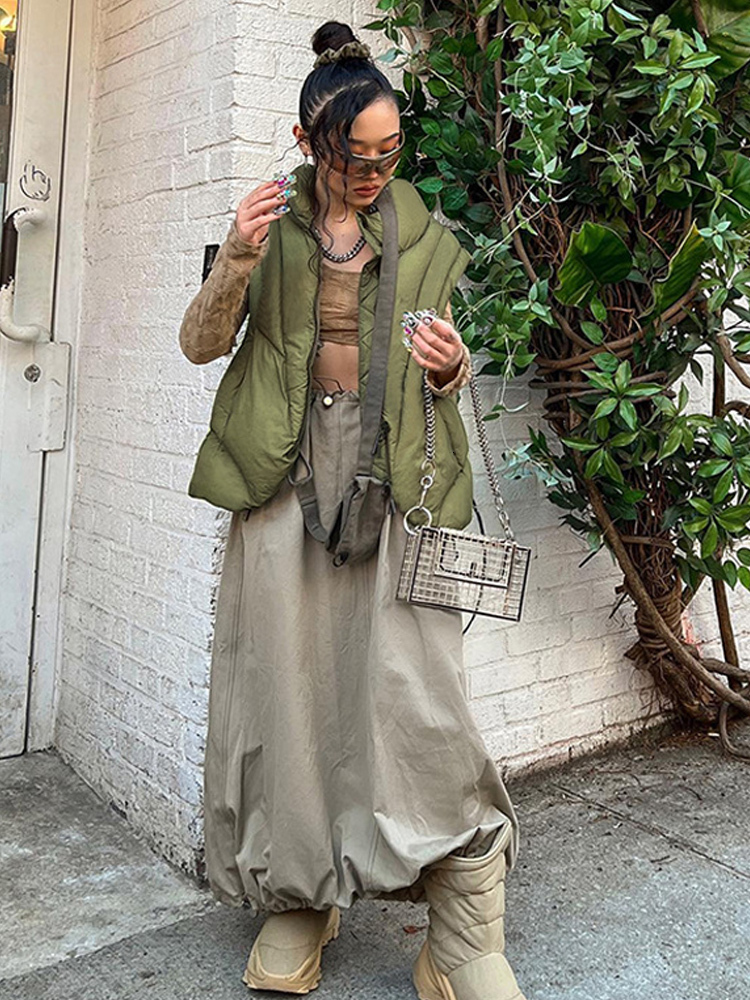 

Women' Vests Women' Sleeveless Quilted Vest Puffer Stand Collar Zipper Waistcoat Vintage Winter Green Female Woman Park Outwear Fashion Coat 221202, Armygreen