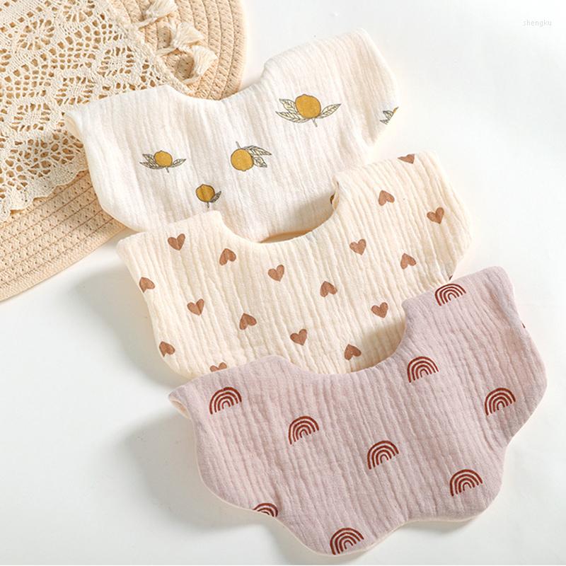 

Hair Accessories Baby Feeding Bibs 360 Degree 6 Layers Cotton Yarn Petal Infants Print Saliva Towel Born Toddler Soft Burp Cloth Kid Bib, Yellow lemon